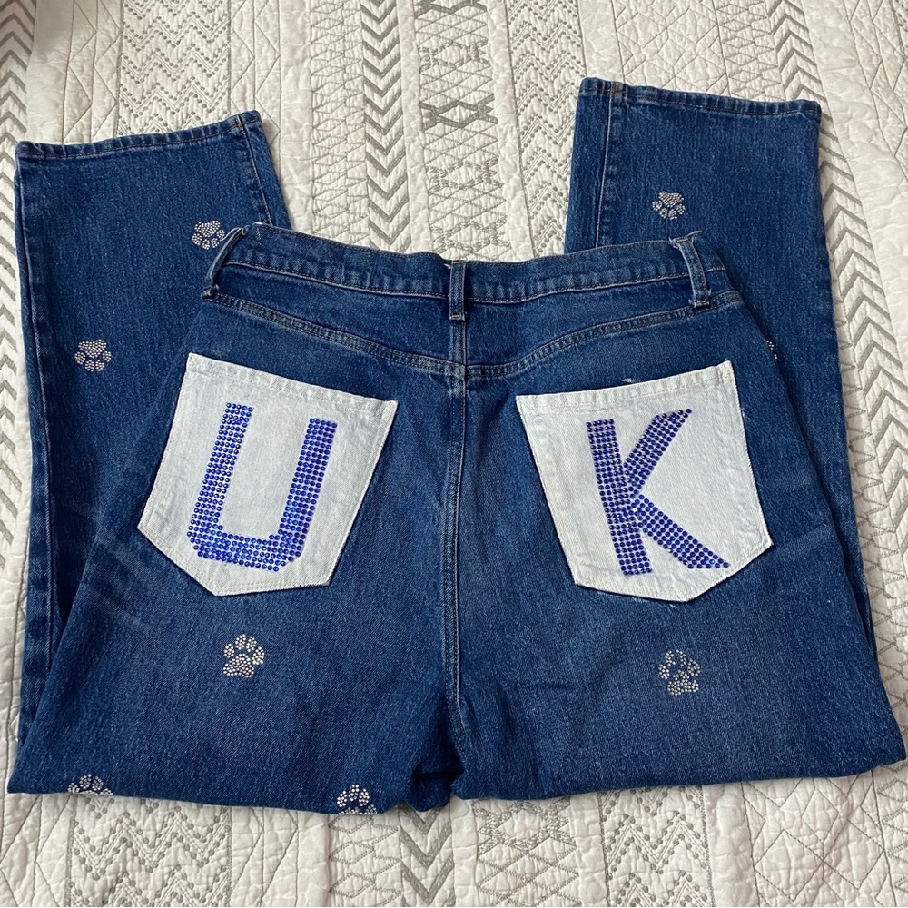 Kentucky Wildcat high rise denim jeans size 12. Festive / game day‎ / UK